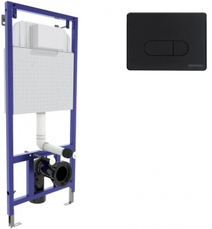 Система инсталляции для унитазов Berges Wasserhaus Novum D5 кнопка смыва черная Soft Touch