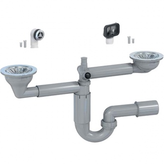 Сифон для мойки PREVEX P-loc двойной PL2-D9C45-SANT-01