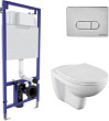 Комплект Инсталляция Berges Wasserhaus Novum D3, клавиша хром, Унитаз Norm Fit 6855B099-1777, Крышка