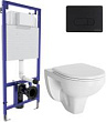 Комплект Инсталляция Berges Wasserhaus Novum D5, клавиша черная Soft Touch + Унитаз Gamma 081105 c м