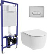 Комплект Инсталляция Berges Wasserhaus Novum D3, клавиша хром, Унитаз Damixa Sirius DX86C1700SC с ми
