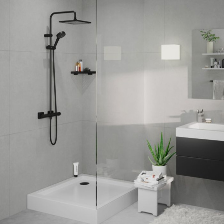 hansgrohe-Vernis-Shape-240-1jet-showerpipe-26427670-with-thermostat,-matt-black