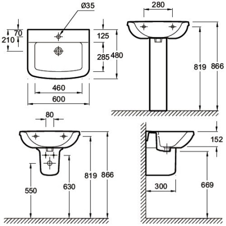раковина jacob delafon panache e1435