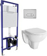 Комплект Инсталляция Berges Wasserhaus Novum D3, клавиша хром + Унитаз Gamma 081105 c микролифтом