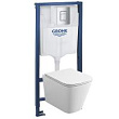 Комплект Grohe Rapid SL 39184001 инсталляция + унитаз безободковый, с микролифтом + кнопка смыва