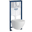 Комплект Grohe Rapid SL 39189001 инсталляция + унитаз безободковый, с микролифтом + кнопка смыва