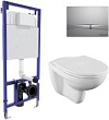 Комплект Инсталляция Berges Wasserhaus Novum F2, клавиша матовый хром, Унитаз Norm Fit 6855B099-1777