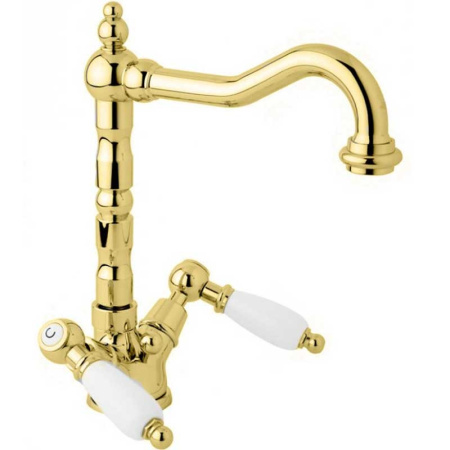 смеситель на раковину cezares first-ls2-01-bi с донным клапаном, исполнение хром, ручки белые