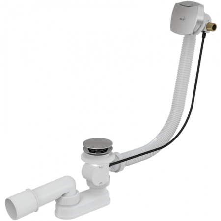 AlcaPlast A564CRM1-80 Сифон для ванны с напуском воды через перелив пластик/металл (длина 80 см)