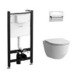 Комплект Laufen Pro Rimless Z.RU93.0.761.5 подвесной унитаз с микролифтом+инсталляция+кнопка хром