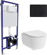 Комплект Инсталляция Berges Wasserhaus Novum D5, клавиша черная Soft Touch, Унитаз Damixa Sirius DX8