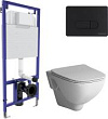 Комплект Инсталляция Berges Wasserhaus Novum D5, клавиша черная Soft Touch, Унитаз AM.PM X-Joy C8517