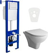 Комплект Инсталляция Berges Wasserhaus Atom 410, клавиша белая, Унитаз AM.PM Gem C901700SC FlashClea