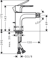 смеситель hansgrohe rebris s 72210670 для биде, черный матовый-prevew