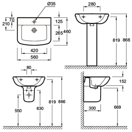 раковина jacob delafon panache e1434