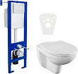 Комплект Инсталляция Berges Wasserhaus Atom 410, клавиша белая, Унитаз Norm Fit 6855B099-1777, Крышк