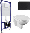 Комплект Инсталляция Berges Wasserhaus Novum D5, клавиша черная Soft Touch, Унитаз Norm Fit 6855B099