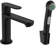 Смеситель Hansgrohe Rebris S 72215670 для раковины, с гигиеническим душем, черный матовый