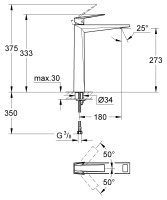 смеситель grohe allure brilliant для раковины, свободностоящий, гладкий корпус, цвет: темный графит,-prevew
